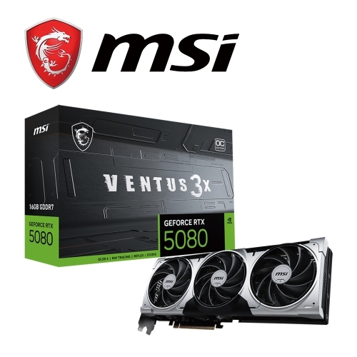 抗漲搭機價!!!微星 RTX5080 16G VENTUS 3X OC (2655MHz/1H3DP/30.3cm/三風扇)