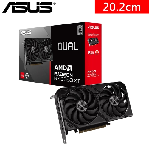 華碩 DUAL-RX9060XT-16G(3250 MHz/1H2DP/20.2cm/雙風扇)